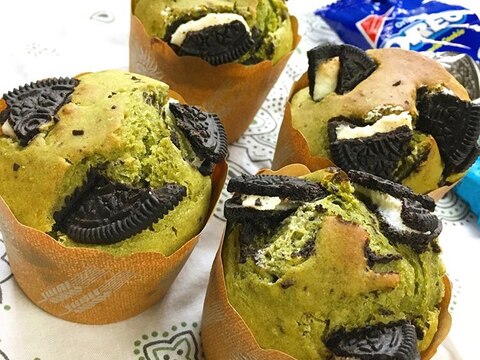 ホットケーキミックスで、スタバ風抹茶オレオマフィン